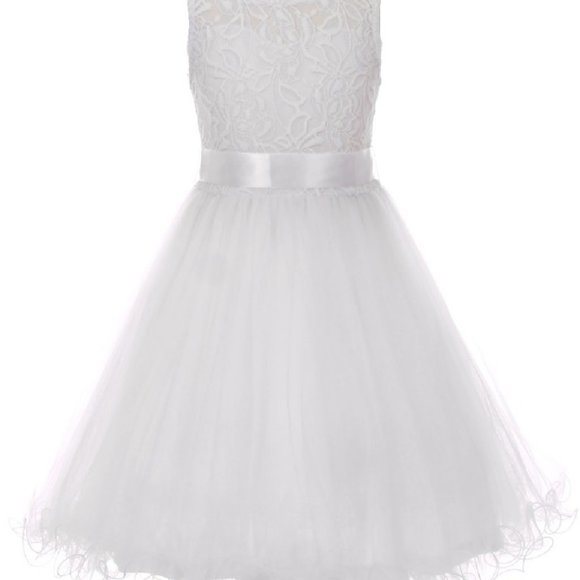 Big Girls Dress Lace Flower Girl Dress Floral First Communion Wedding party New - Picture 2 of 5